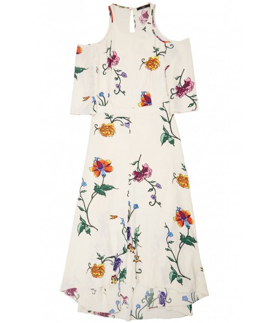 Tibi Bella Floral Cut Out Shoulder Dress - Carrie Colbert