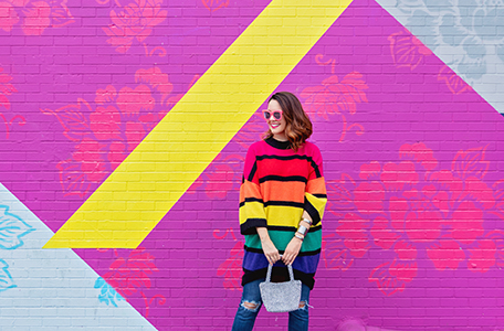 Staud Rainbow Sweater with L'AGENCE Jeans